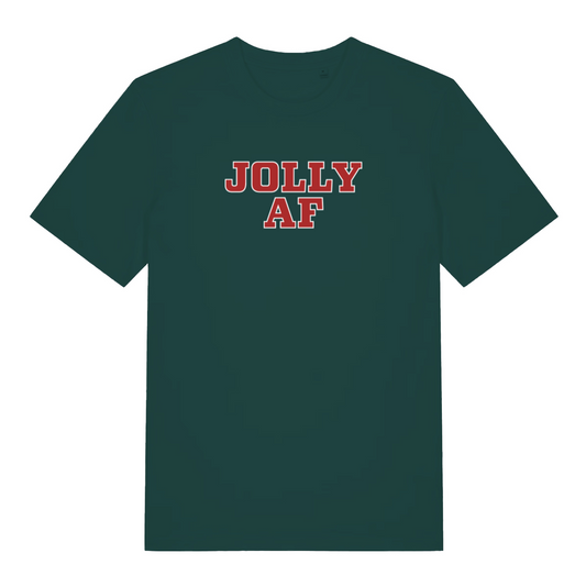 green christmas t-shirt with the slogan 'jolly af'