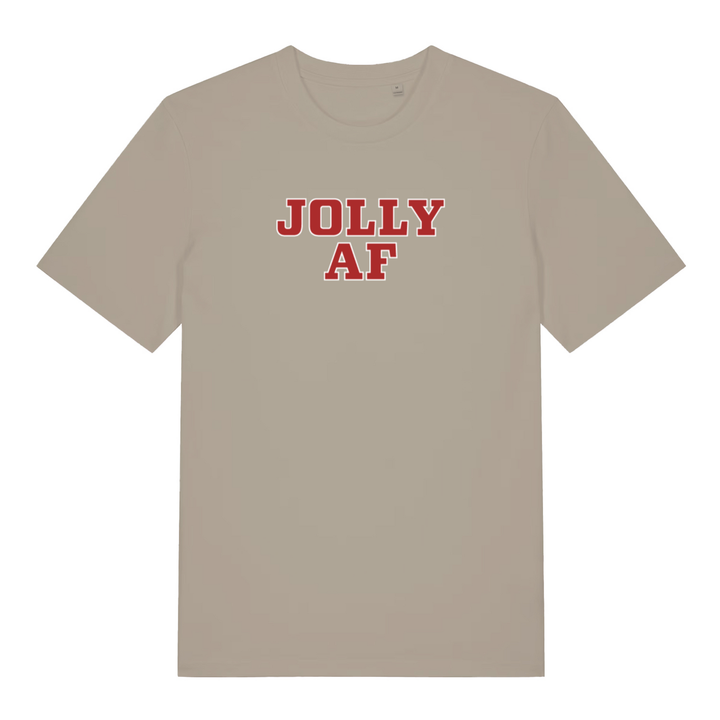 stone christmas t-shirt with the slogan 'jolly af'