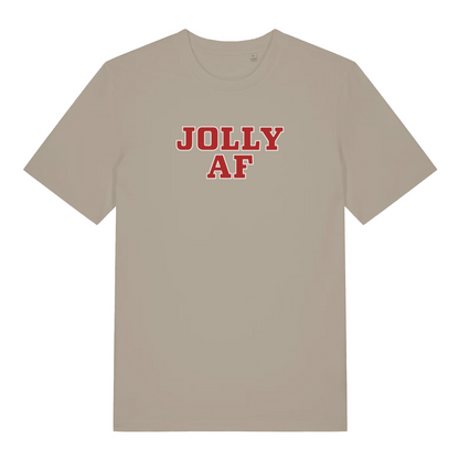 stone christmas t-shirt with the slogan 'jolly af'