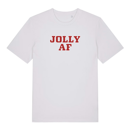 white christmas t-shirt with the slogan 'jolly af'
