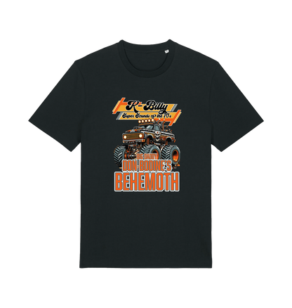 black retro t-shirt with the graphic of a monster truck and the slogan 'k billy super sounds of the 70s'