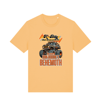 yellow retro t-shirt with the graphic of a monster truck and the slogan 'k billy super sounds of the 70s'
