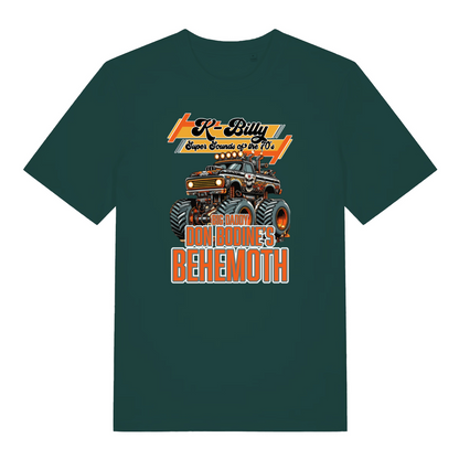 green graphic t-shirt with a monster truck design and the slogan 'k billy super sounds of the 70's'