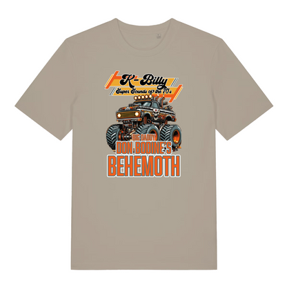 stone graphic t-shirt with a monster truck design and the slogan 'k billy super sounds of the 70's'