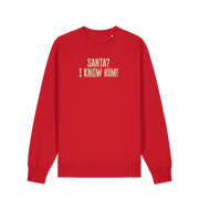 red christmas sweater with the slogan 'santa i know him'