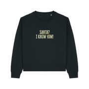 black christmas sweater with the slogan 'santa i know him'