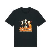 Black funny animal t-shirt with a graphic of  cows and the slogan 'Lactose Tolerant' 