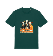 green funny animal t-shirt with a graphic of  cows and the slogan 'Lactose Tolerant' 