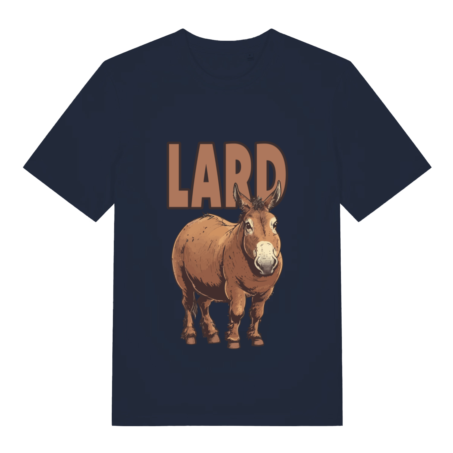 Navy Lard Ass funny graphic t-shirt with donkey illustration and bold “LARD” design  