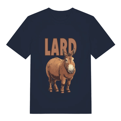 Navy Lard Ass funny graphic t-shirt with donkey illustration and bold “LARD” design  