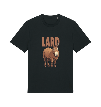 Black funny animal t-shirt with a donkey graphic and the slogan 'LARD' 