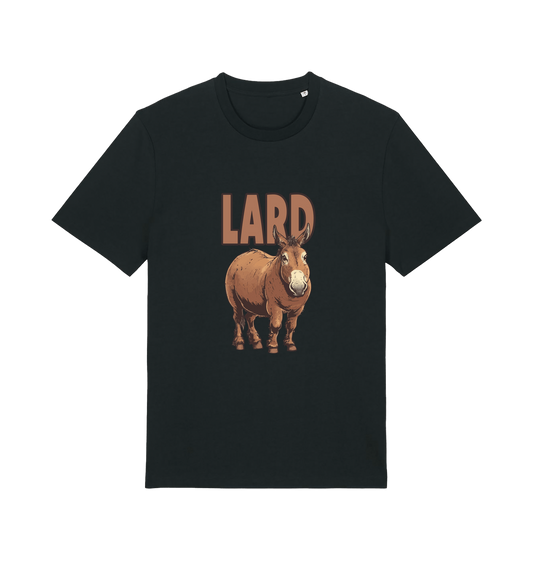 Black funny animal t-shirt with a donkey graphic and the slogan 'LARD' 