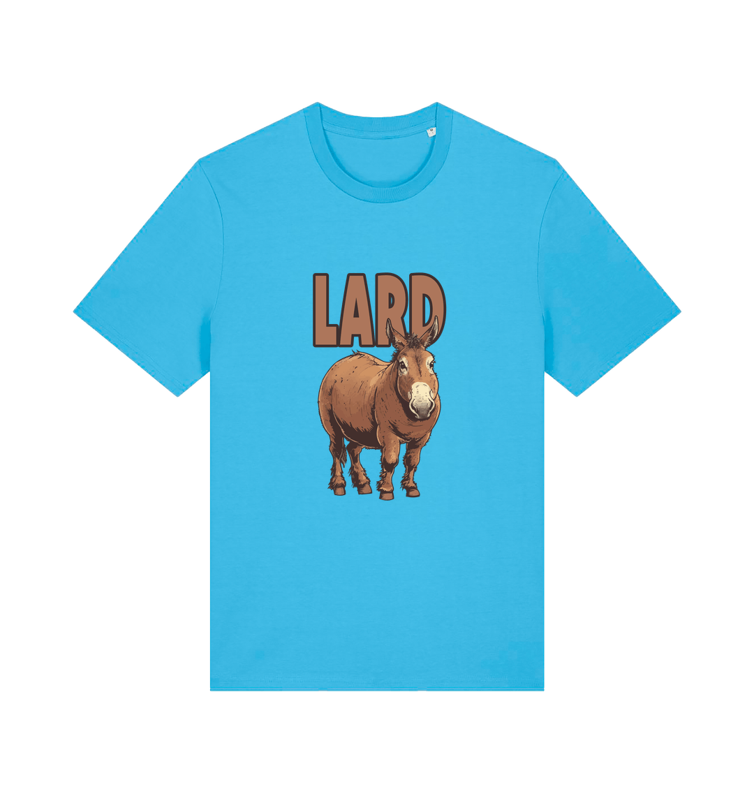 blue funny animal t-shirt with a donkey graphic and the slogan 'LARD' 