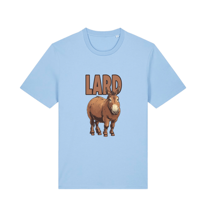 light blue funny animal t-shirt with a donkey graphic and the slogan 'LARD' 