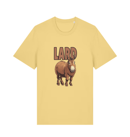 yellow funny animal t-shirt with a donkey graphic and the slogan 'LARD' 