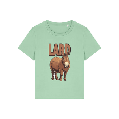 green funny offensive t-shirt with  cartoon donkey and the slogan 'lard ass'
