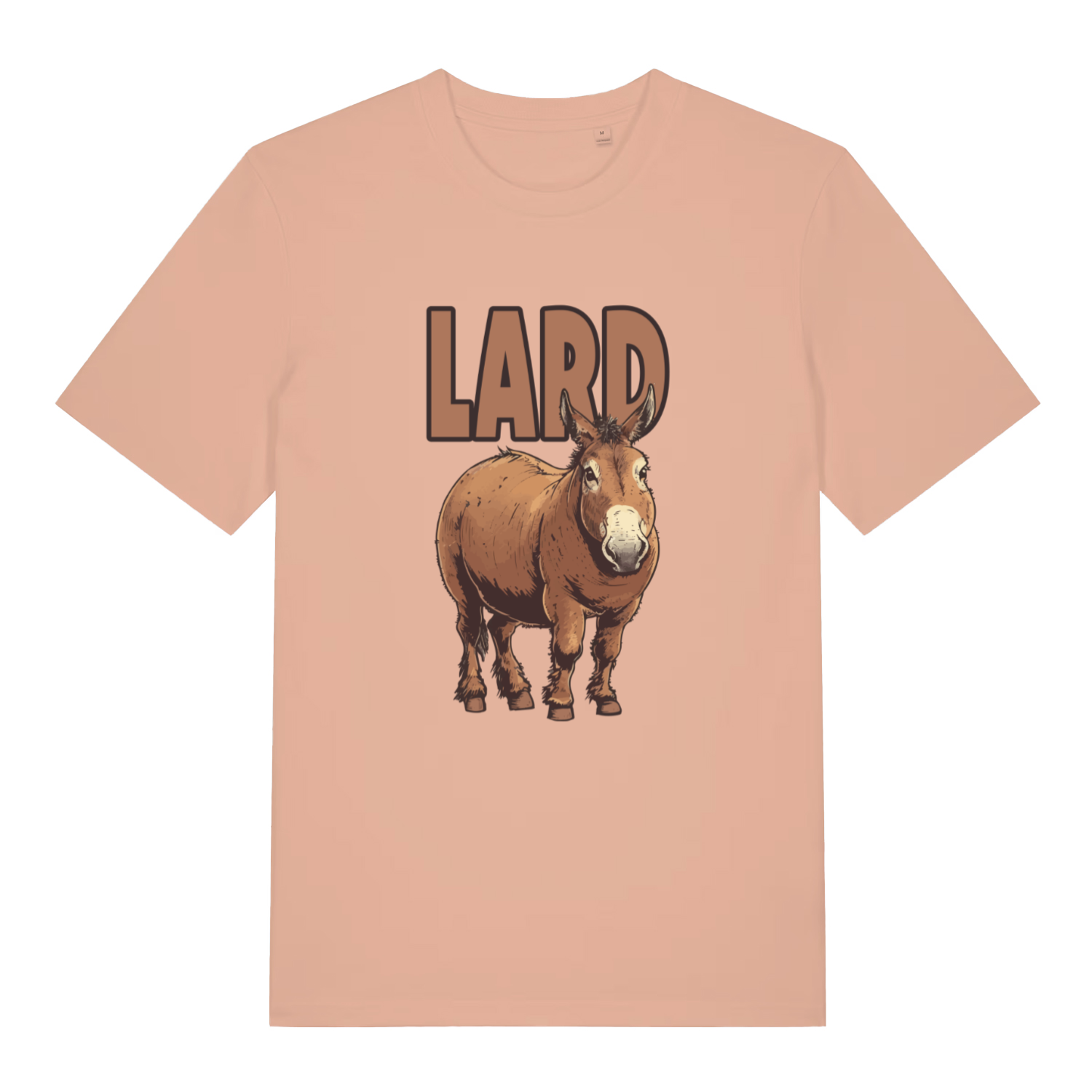 peach women's funny animal t-shirt with a donkey graphic and 'LARD' text 