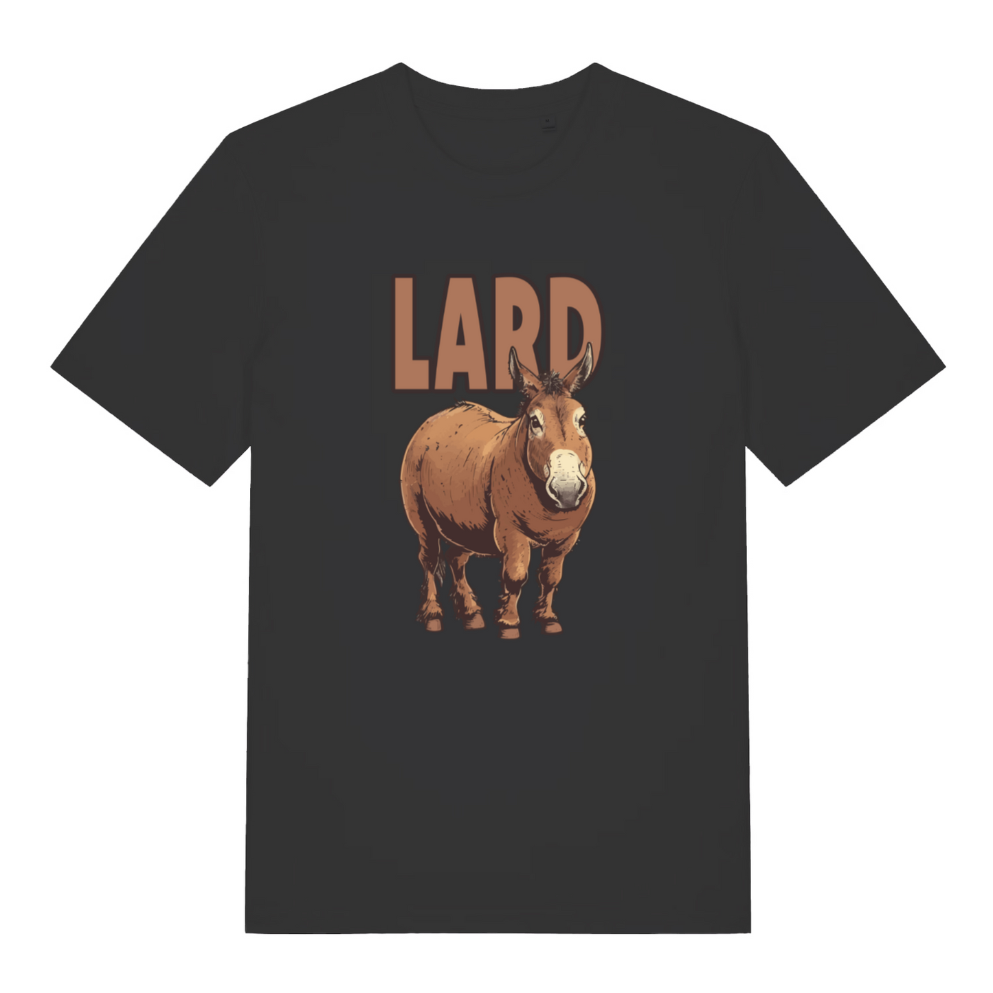 Black funny animal t-shirt with a donkey graphic and the text 'LARD' 