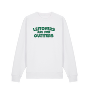 white christmas sweater with the slogan 'leftovers are for quitters'