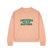 peach xmas sweater with the slogan 'leftovers are for quitters'