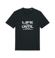 black funny slogan t-shirt with 'life is all shits and giggles until someone giggles and shits'