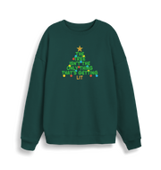 green xmas sweater with the slogan 'the tree isn't the only thing that's getting lit'