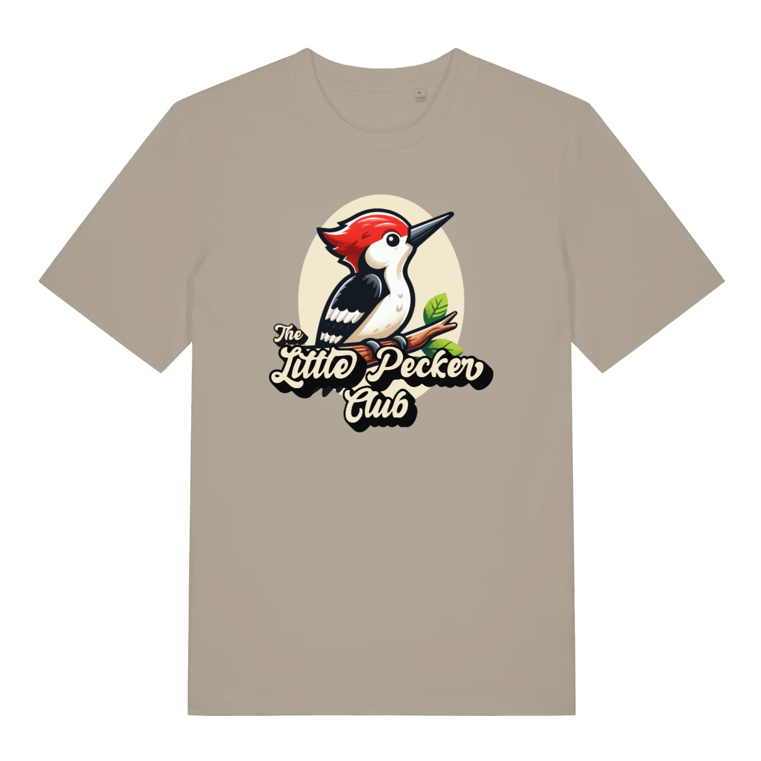 stone funny animal t-shirt with a woodpecker design and the slogan 'the little pecker club'