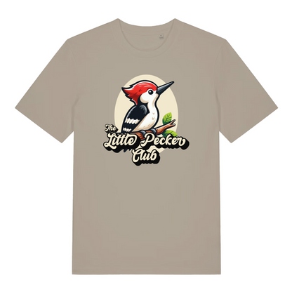 stone funny animal t-shirt with a woodpecker design and the slogan 'the little pecker club'