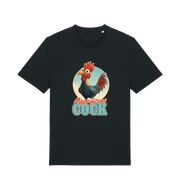 black funny offensive t-shirt with the graphic of a rooster and the slogan 'magnificent cock'