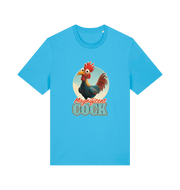 blue funny offensive t-shirt with the graphic of a rooster and the slogan 'magnificent cock'