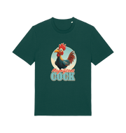 green funny offensive t-shirt with the graphic of a rooster and the slogan 'magnificent cock'