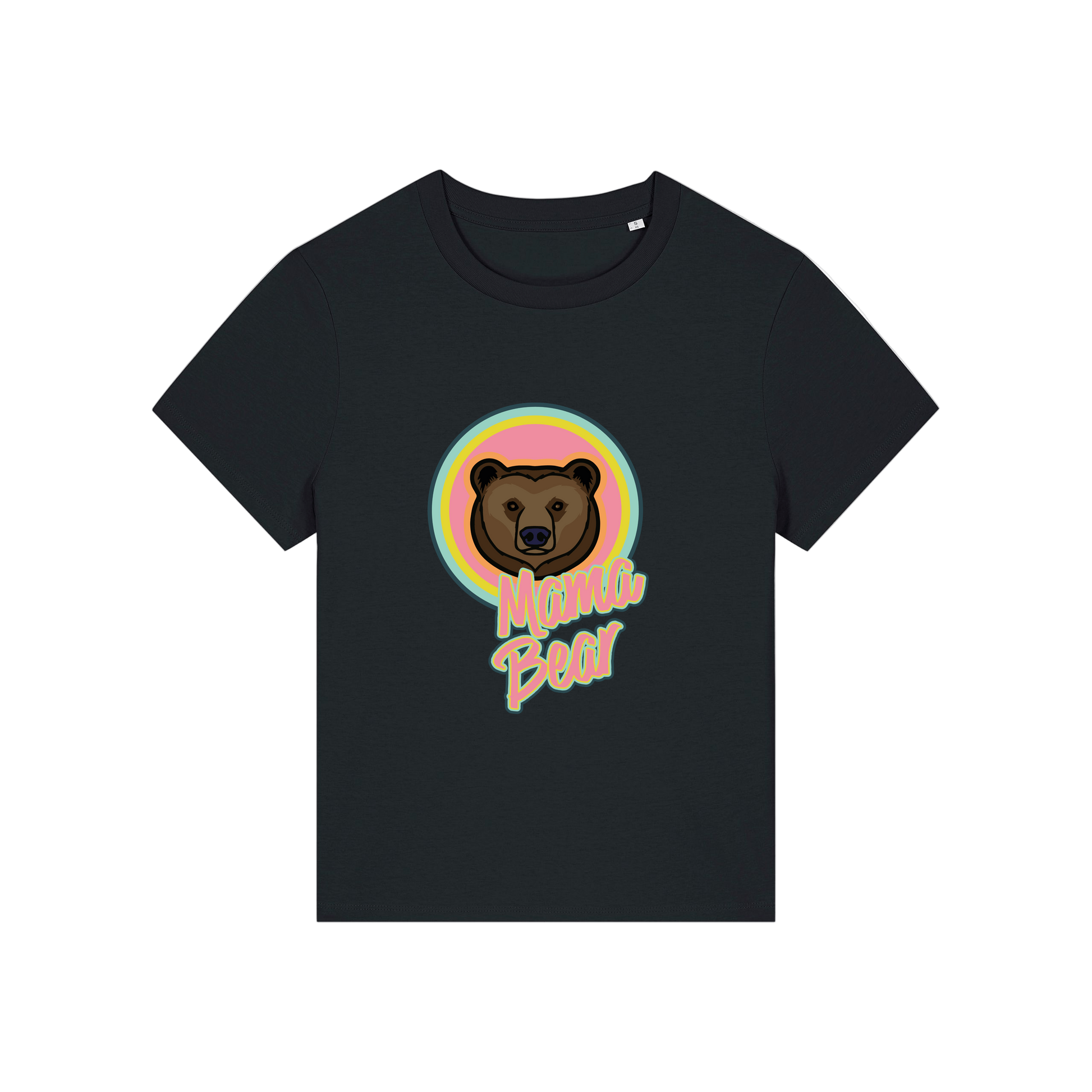 black mum t-shirt with the graphic of a bear and the slogan 'mama bear'