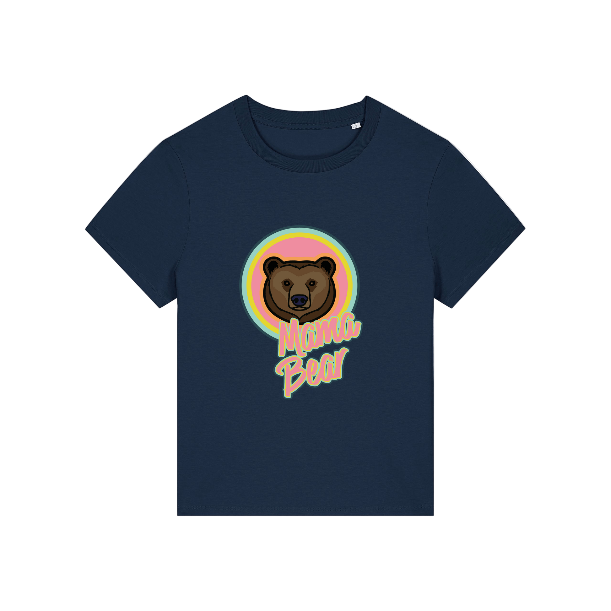 navy mum t-shirt with the graphic of a bear and the slogan 'mama bear'