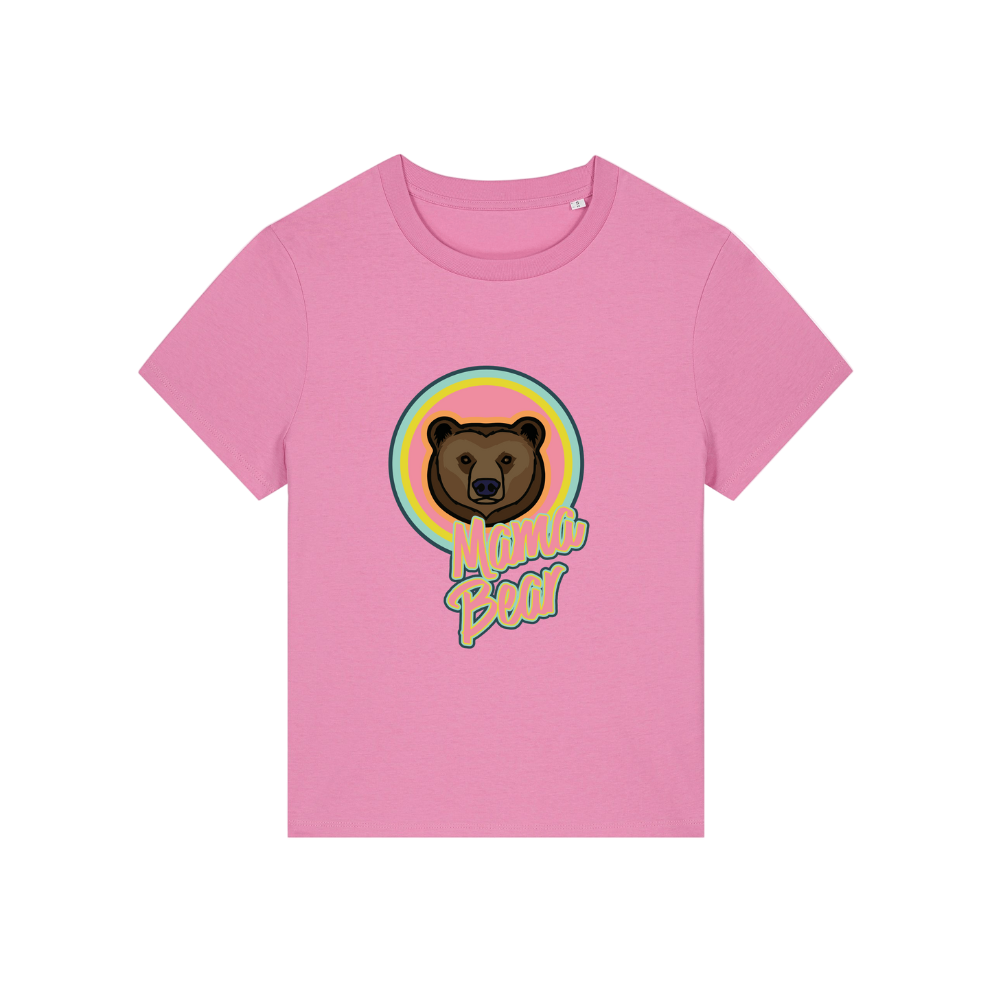 pink mum t-shirt with the graphic of a bear and the slogan 'mama bear'