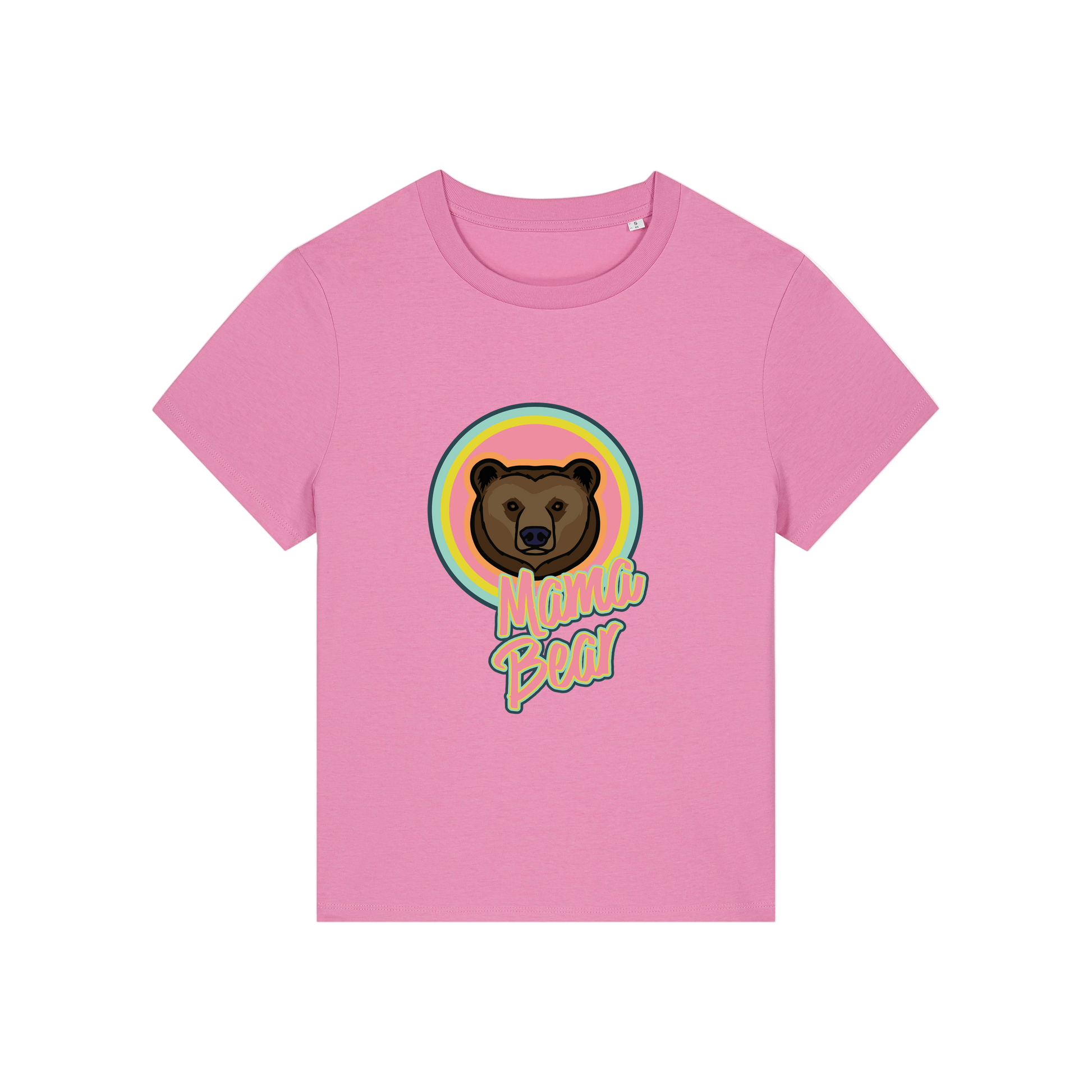 pink mum t-shirt with the graphic of a bear and the slogan 'mama bear'