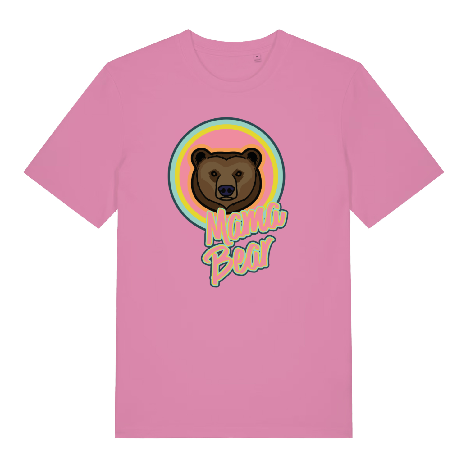 pink women's mum t-shirt with the graphic of a bear and the slogan 'mama bear'