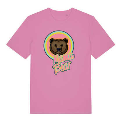 pink women's mum t-shirt with the graphic of a bear and the slogan 'mama bear'