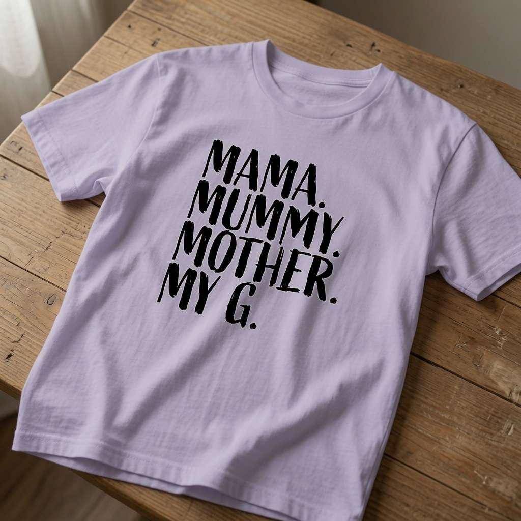 Lavender Mama Mummy Mother My G t-shirt on wood, fun ladies relatable mothers day