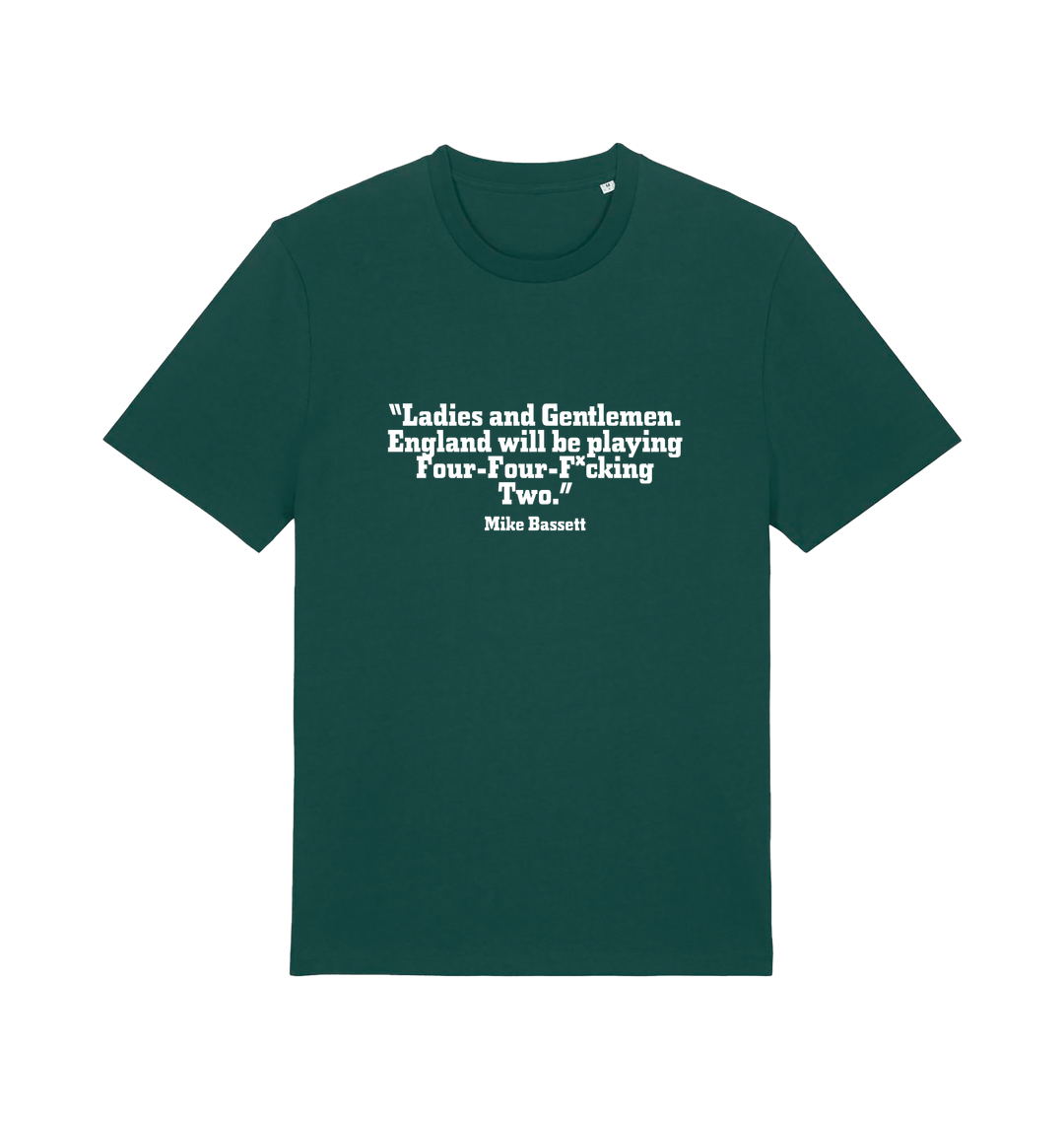 green slogan t-shirt with a quote from mike bassett 