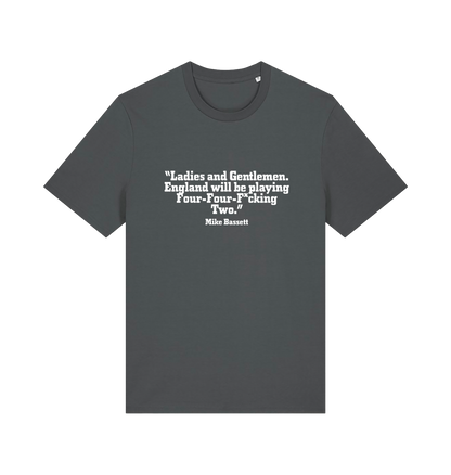 grey slogan t-shirt with a quote from mike bassett 
