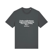 grey slogan t-shirt with a quote from mike bassett 