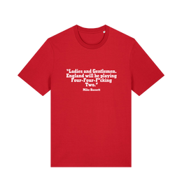 red slogan t-shirt with a quote from mike bassett 