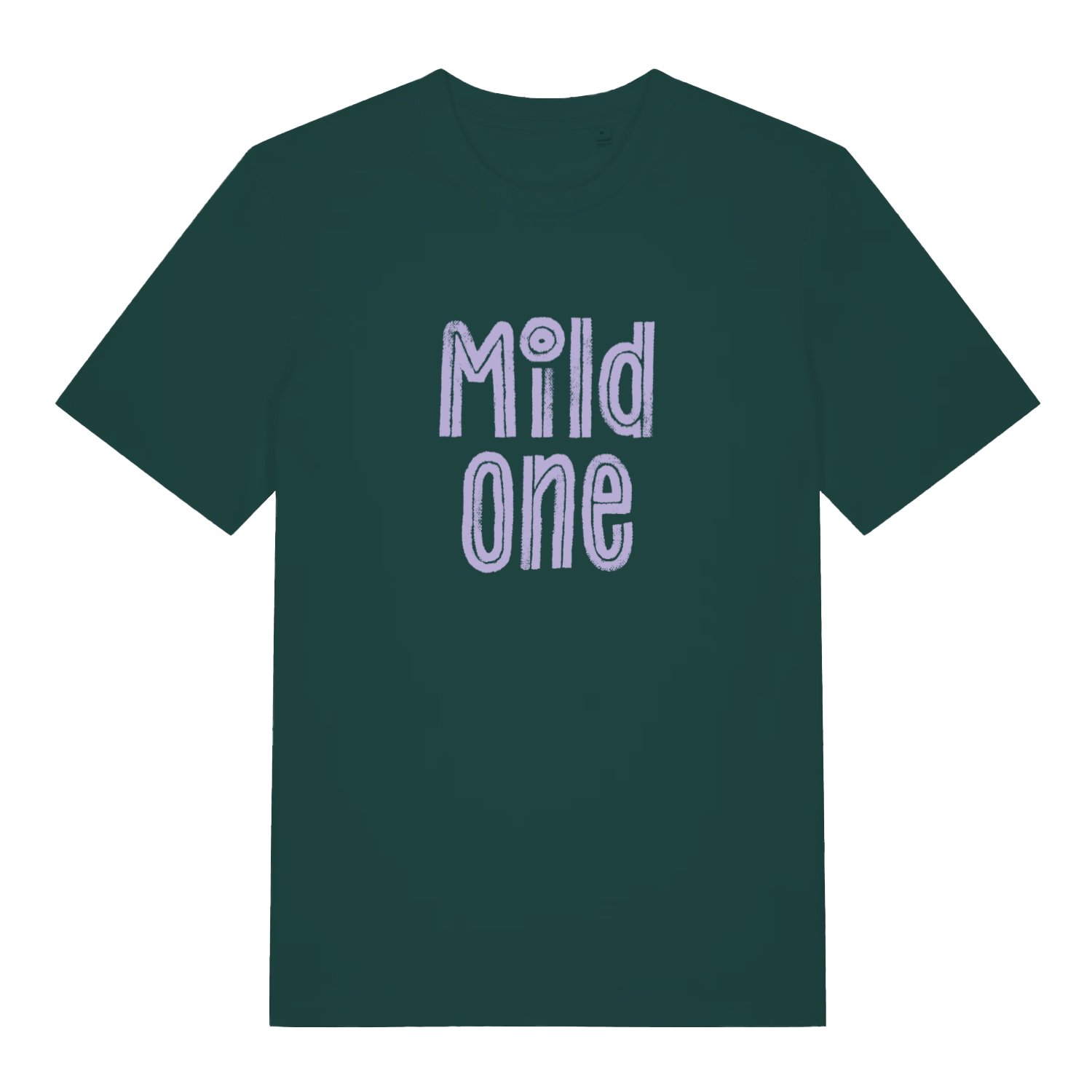 Green Mild One funny slogan t-shirt with soft purple “Mild one” design  