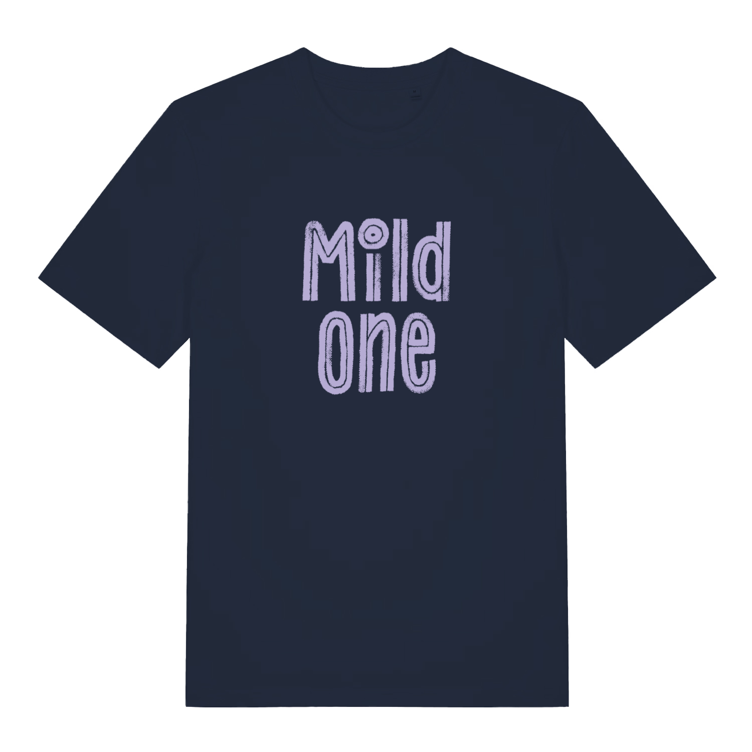 Navy Mild One funny slogan t-shirt showing purple “Mild one” slogan  