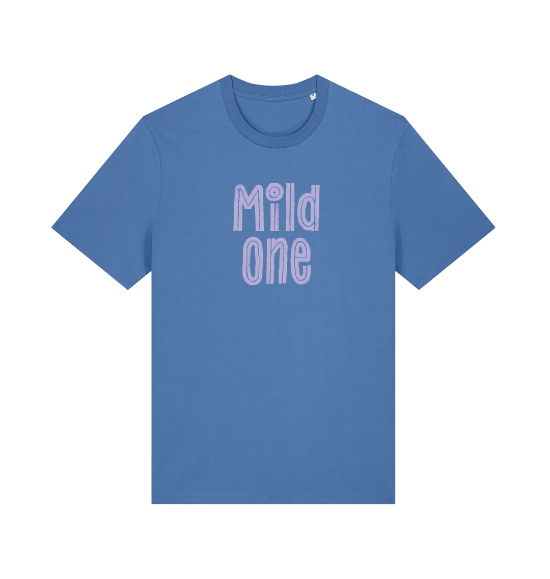 blue matching t-shirt with the slogan 'mild one'
