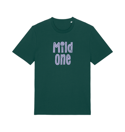 green matching t-shirt with the slogan 'mild one'