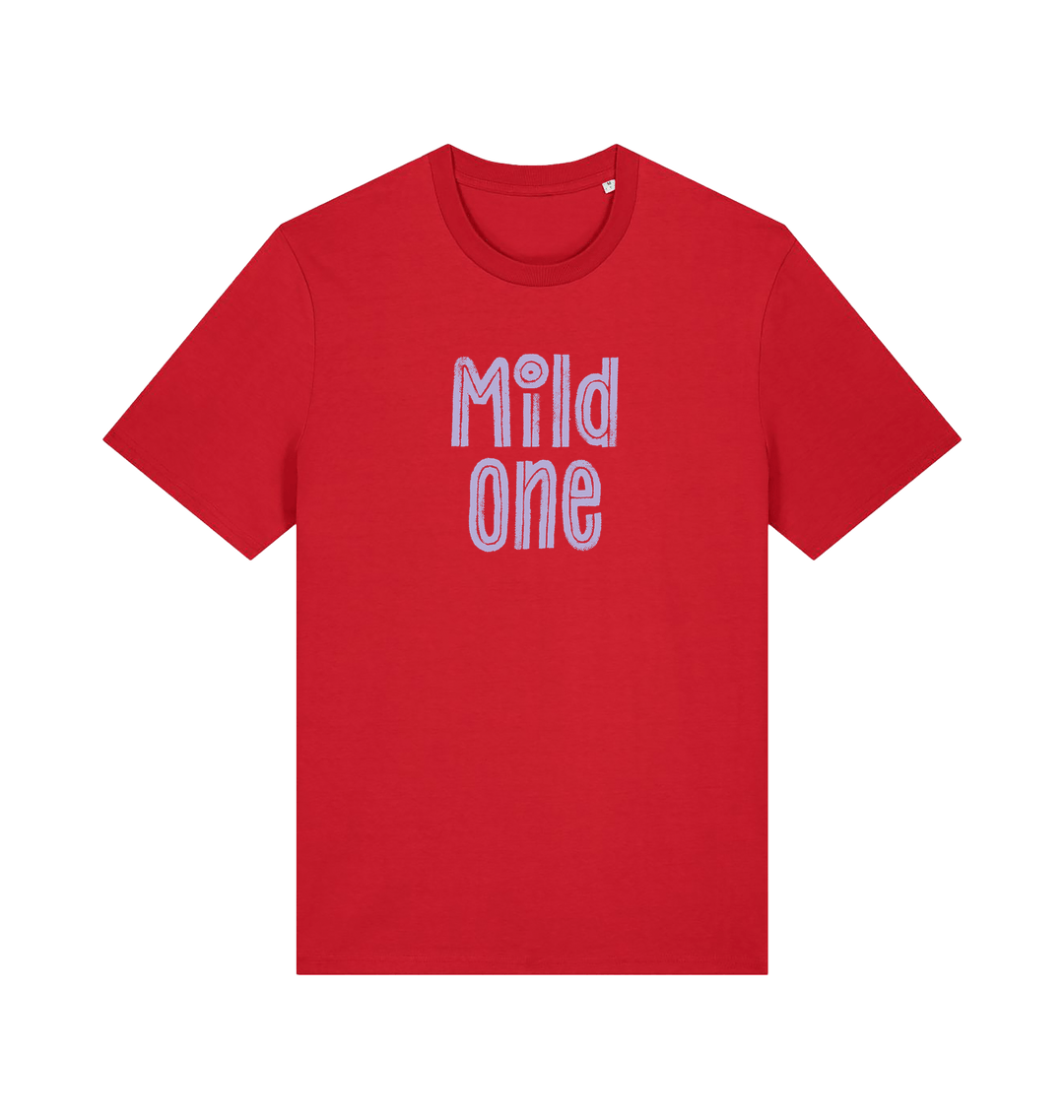 red matching t-shirt with the slogan 'mild one'
