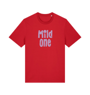 red matching t-shirt with the slogan 'mild one'