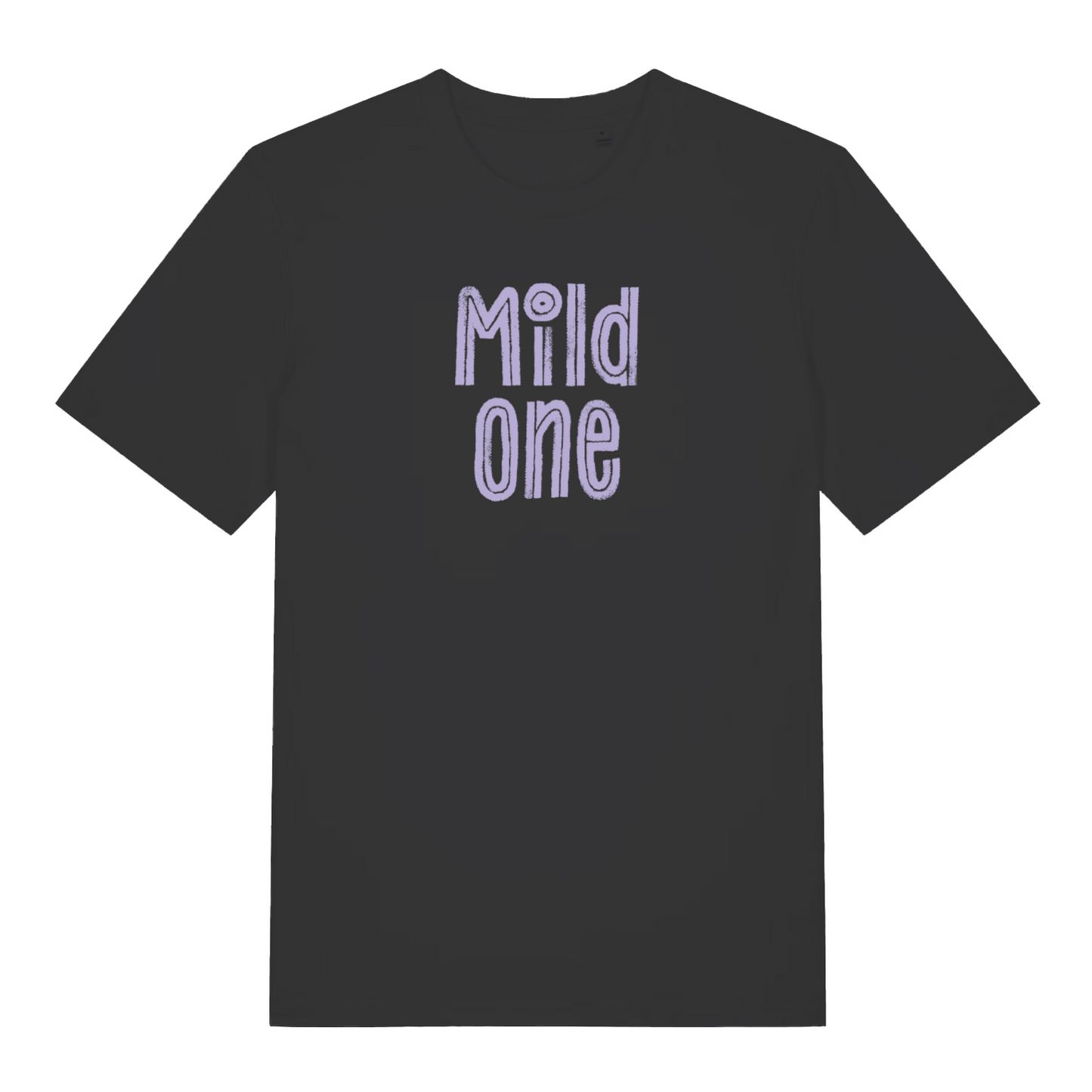 black matching t-shirt with the text 'mild one'