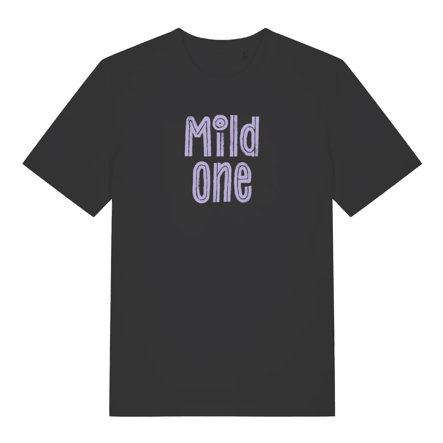 black matching t-shirt with the text 'mild one'